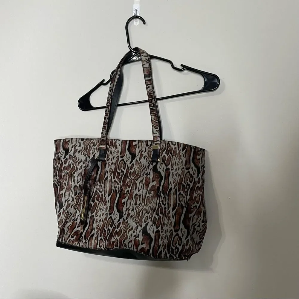 Antonio Melani Leopard Print Leather Tote Bag